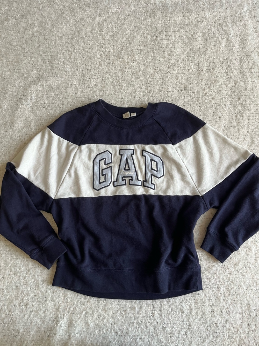 GAP Navy and White Colorblock Crewneck Sweatshirt